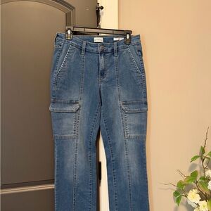 Wonderly Medium Blue Straight Leg Cargo Jeans